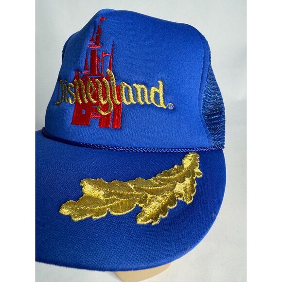 Disneyland Vintage Blue & Gold Trucker Hat With Adjustable Snapback - Picture 3 of 16